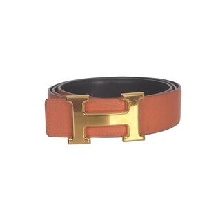 ♥️Hermes Men's Orange Reversible H Belt with Gold H Buckle♥️